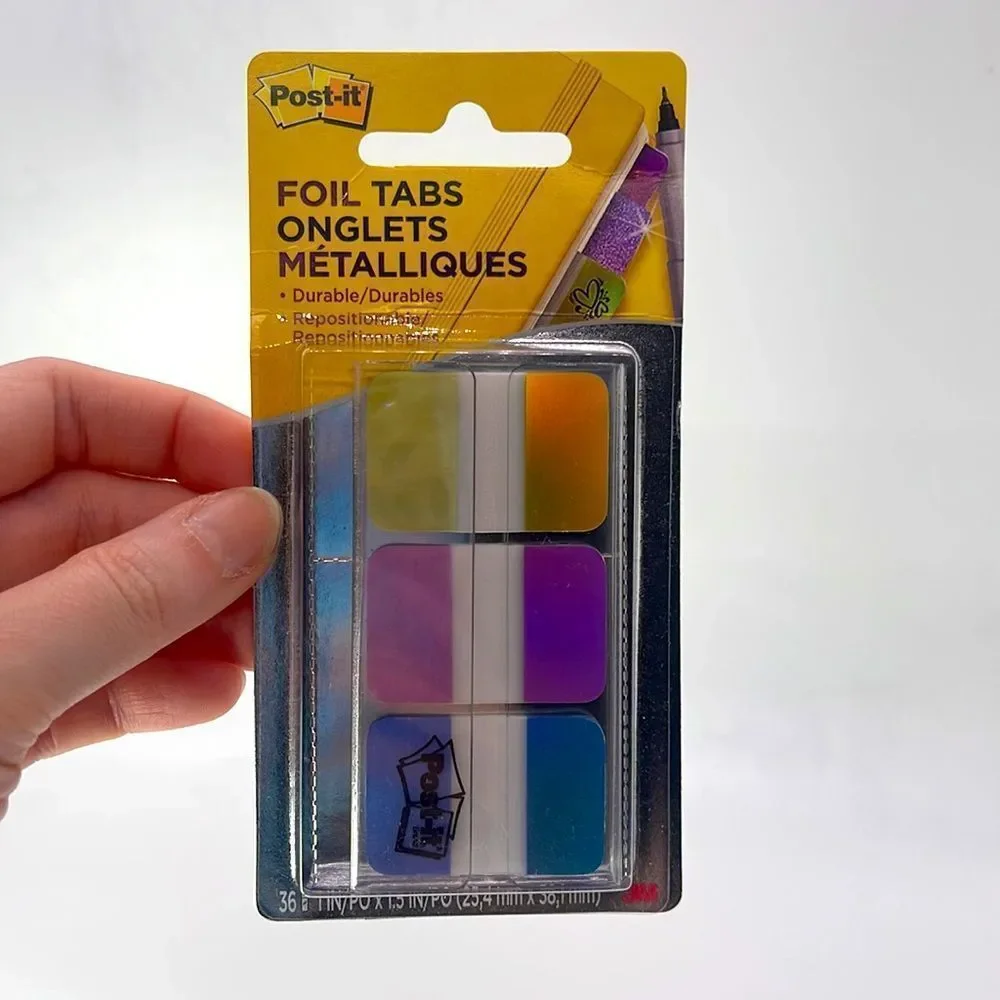 NWT Post-It Foil Tabs, Iridescent Colors, 36 Tabs/Pack